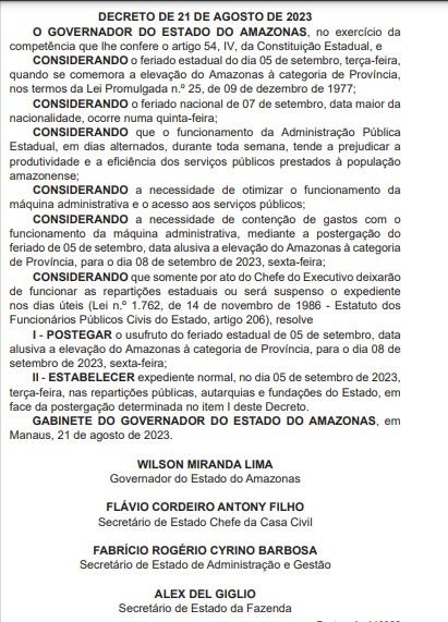 Decreto foi publicado no Diário Oficial (Foto: Reprodução)