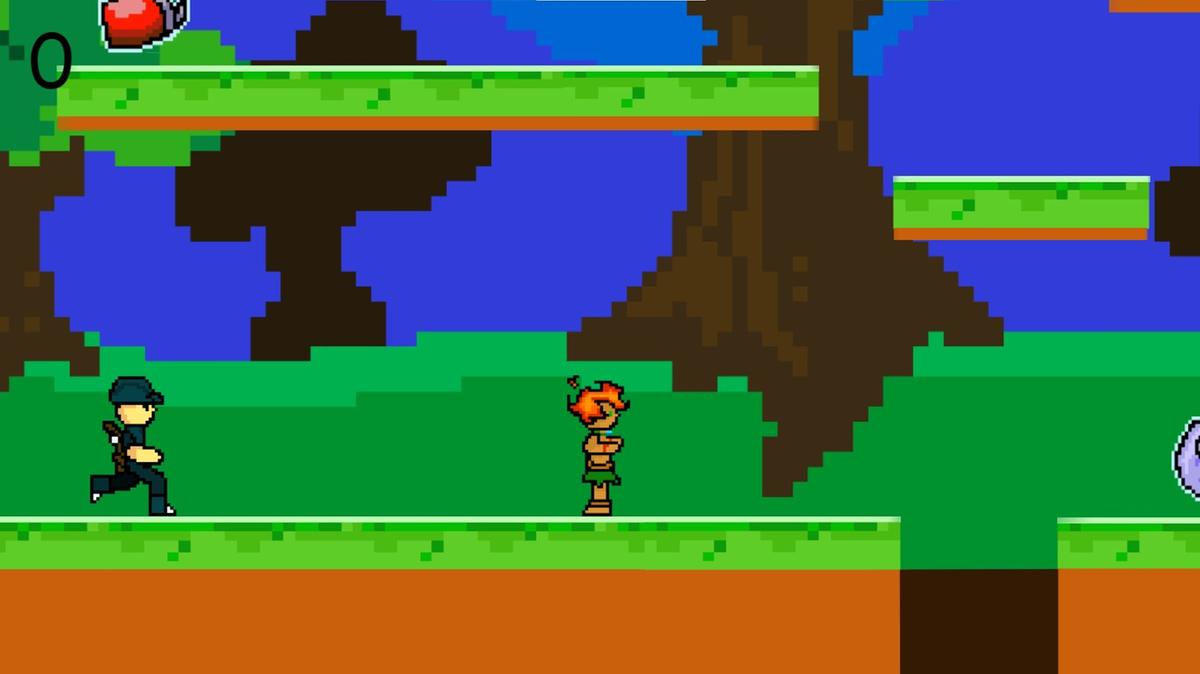 No jogo, o personagem Curupira precisa recolher lixos deixados na floresta enquanto foge de caçadores
