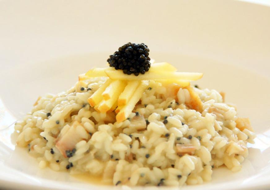 Risoto de esturjão defumado