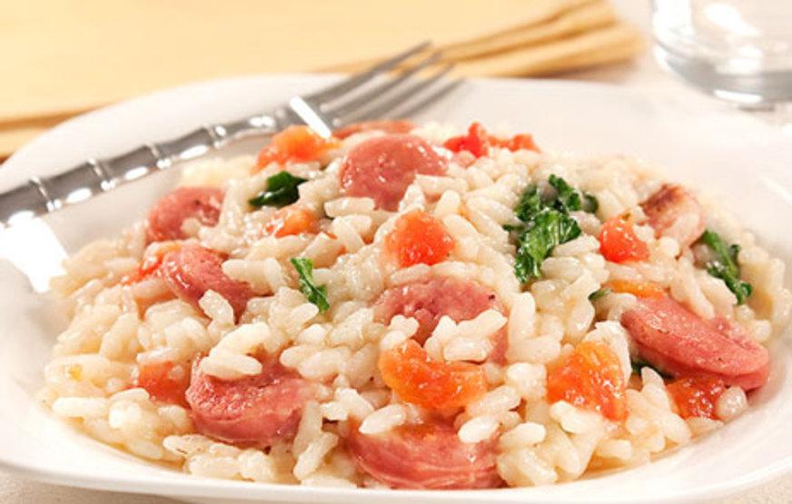 Risoto de Linguiça, Tomate e Rúcula
