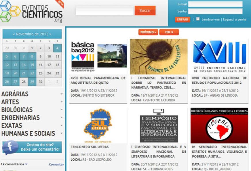 Site reúne eventos científicos espalhados pelo país