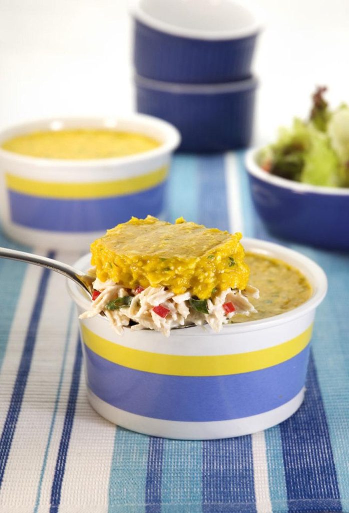 Escondidinho de frango com abóbora e aveia
