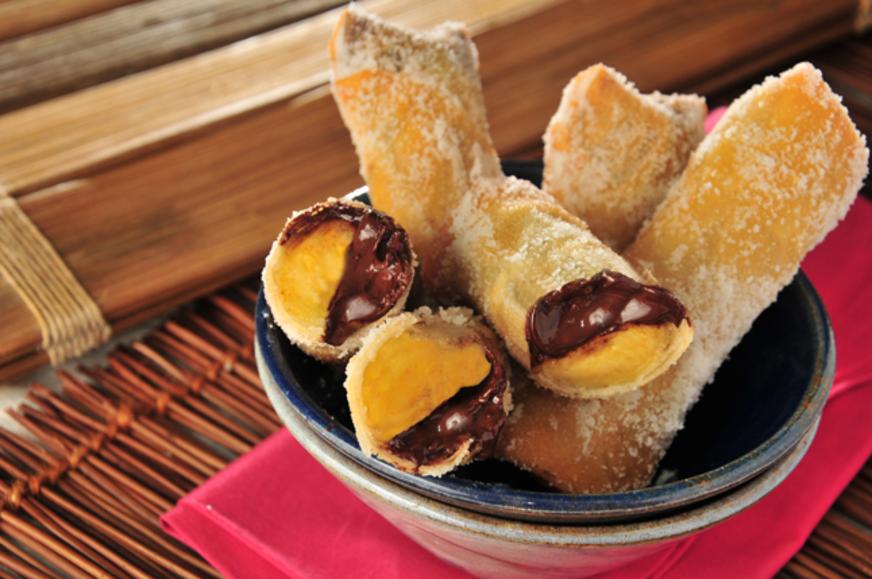 Rolinho de banana com chocolate