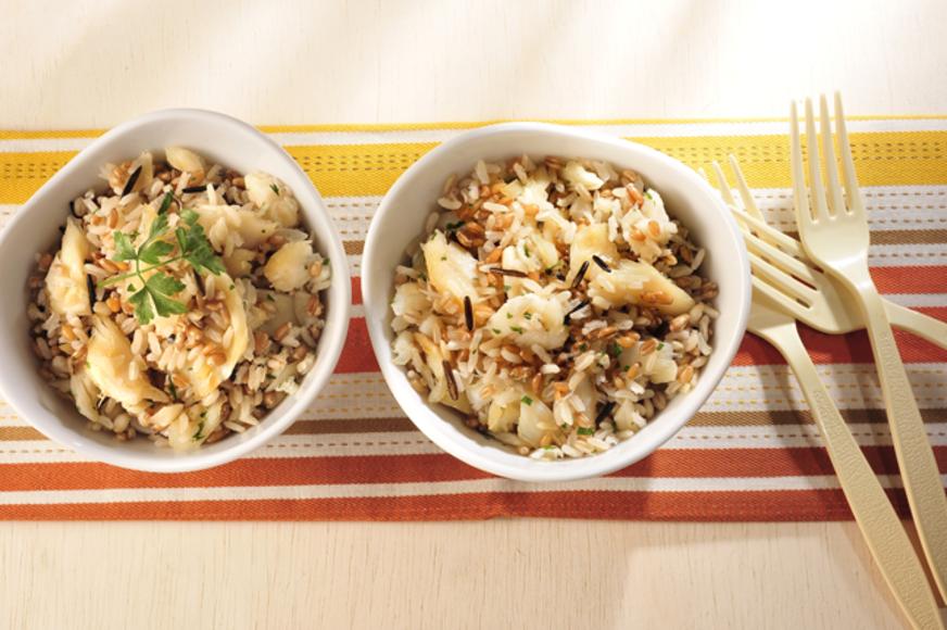 Arroz 7 cereais com bacalhau
