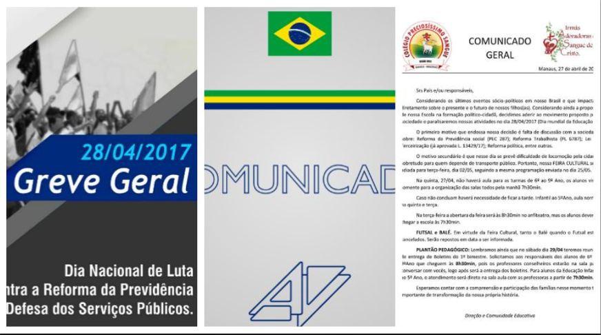 Escolas particulares de Manaus aderem à greve geral e suspendem aulas