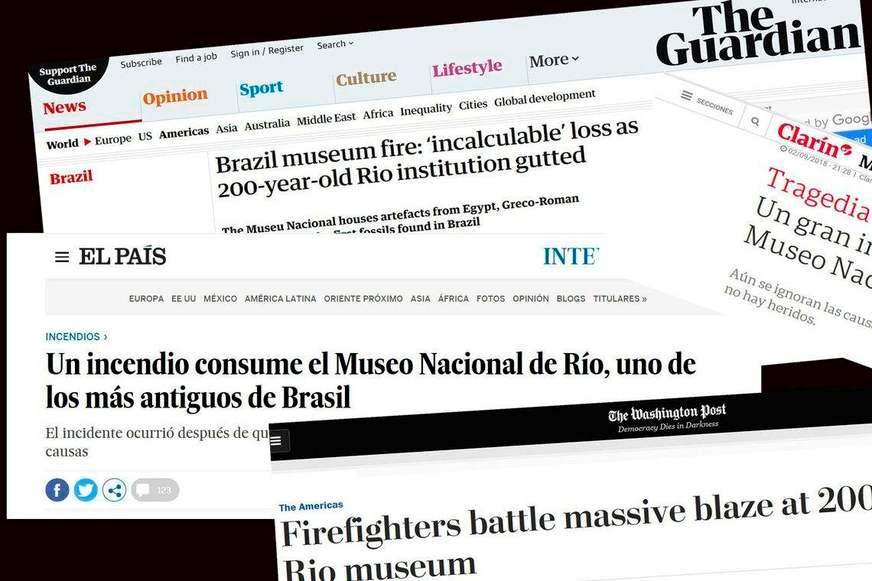 Imprensa internacional repercute incêndio que destruiu Museu Nacional no Rio