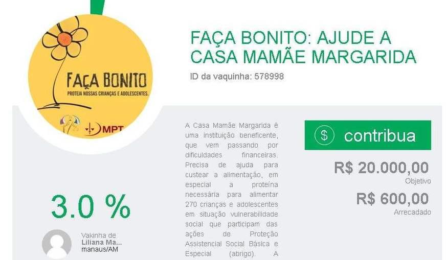 Campanha quer arrecadar fundos para Casa Mamãe Margarida