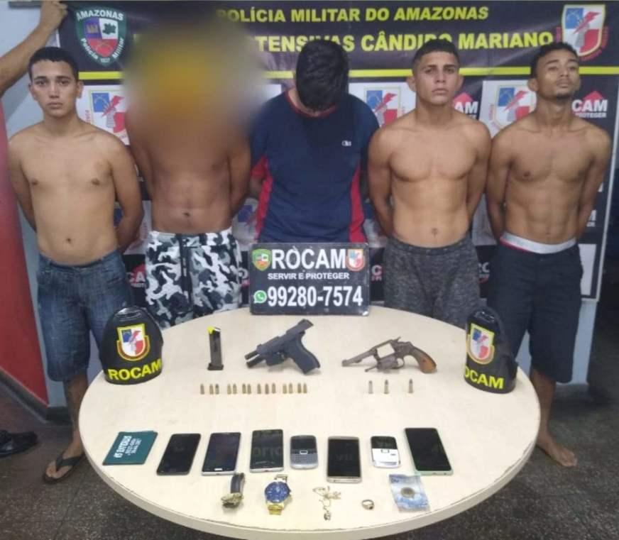 Quatro homens são presos e um menor apreendido suspeitos de cometerem roubos