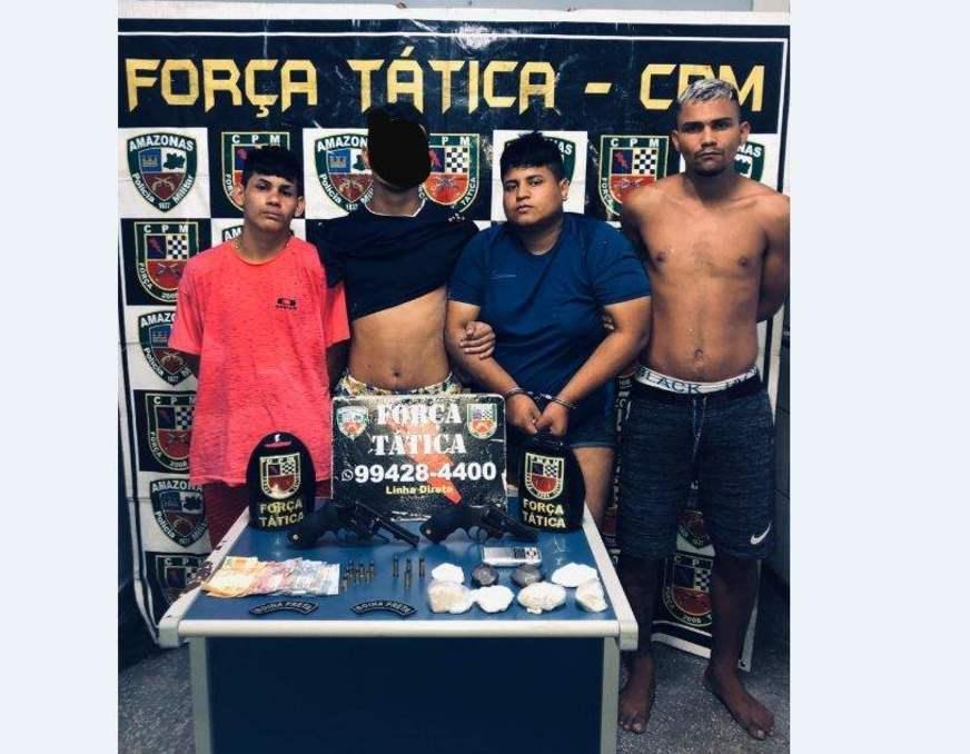 Polícia troca tiros com quadrilha e prende suspeitos com armas e drogas