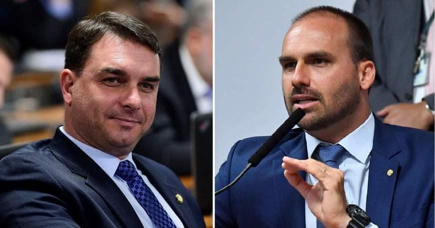 Flávio e Eduardo Bolsonaro em Manaus nesta sexta, 18