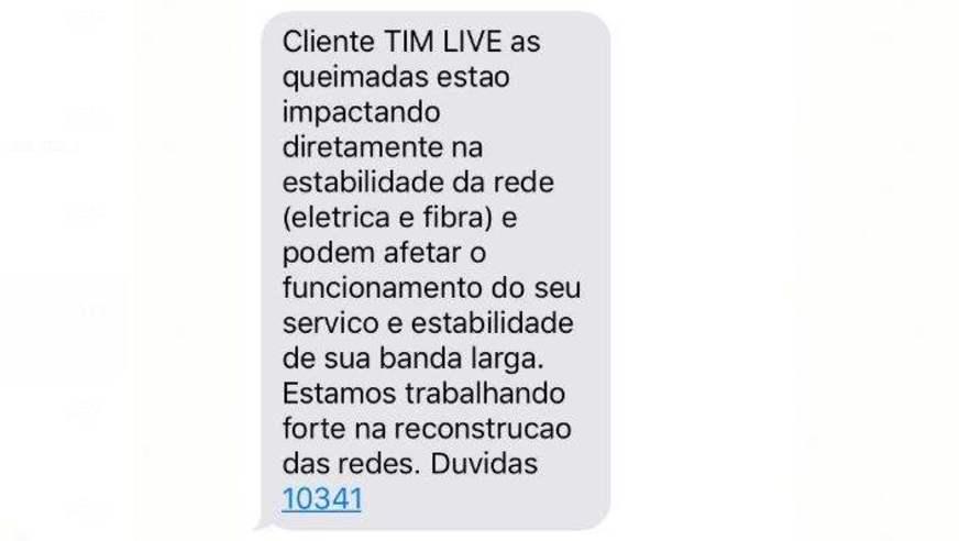 Tim afirma que queimadas estão afetando sinal de internet no Amazonas