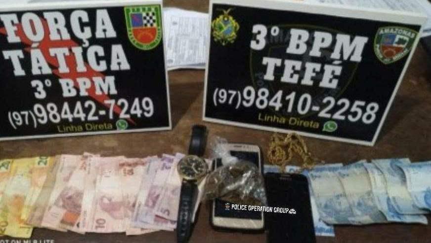 Em Tefé, policiais militares da Força Tática prendem dupla com drogas