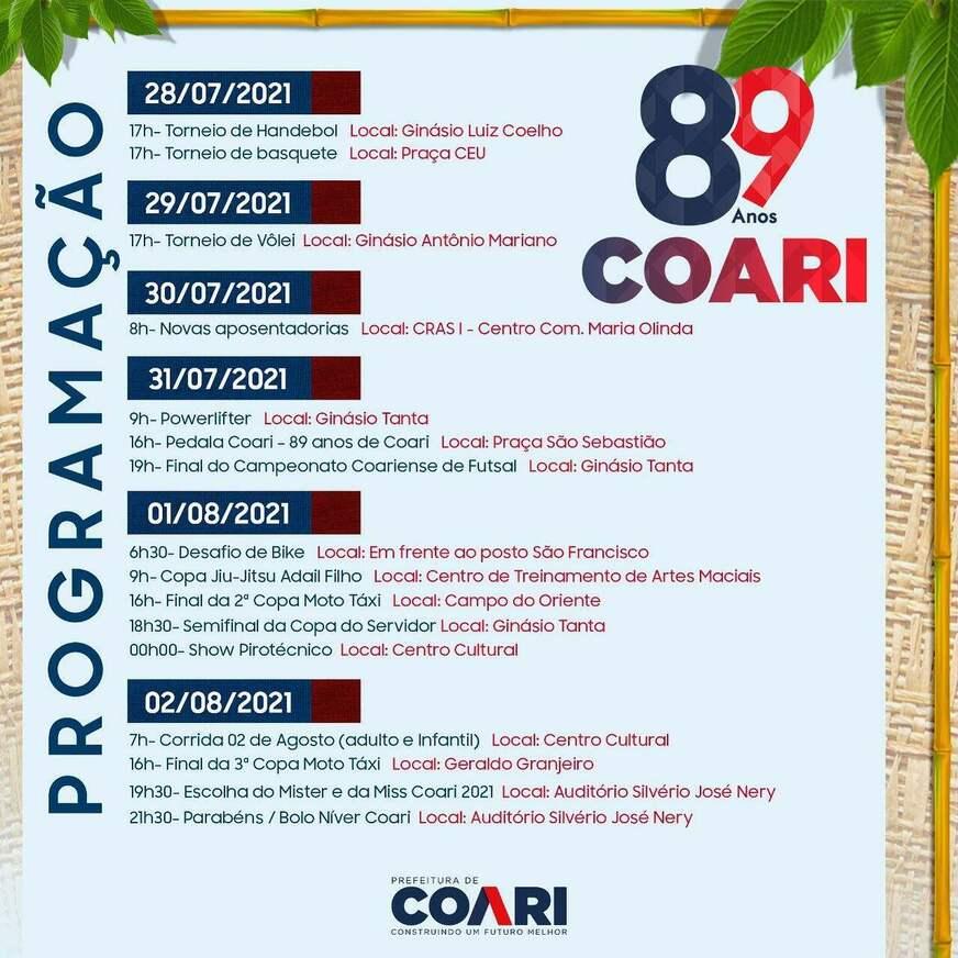 Coari realiza quatro  dias de comemoração