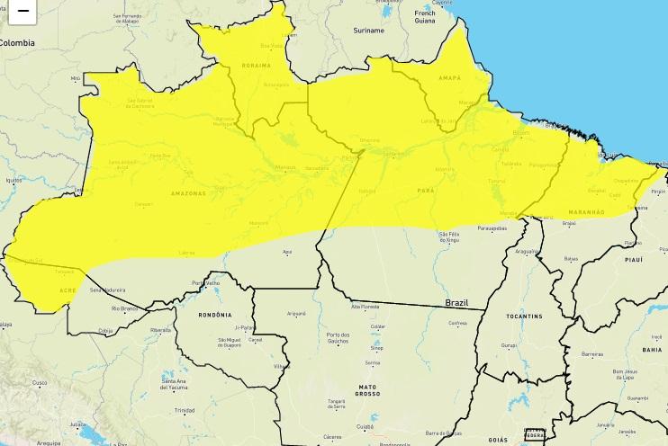 Alerta de fortes chuvas no Amazonas é emitido pelo Inmet