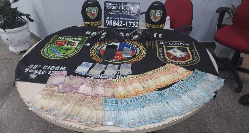 Trio é preso com drogas, armas e dinheiro na Zona Norte de Manaus