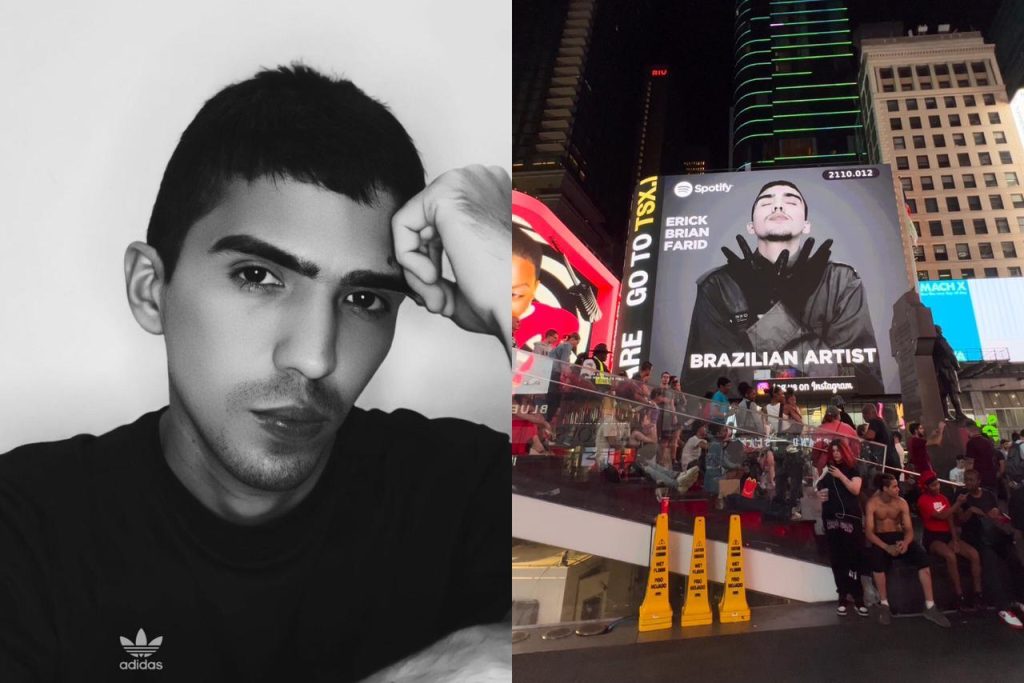 Amazonense Erick Brian Farid estrela anúncio do Spotify na Time Square, em Nova York
