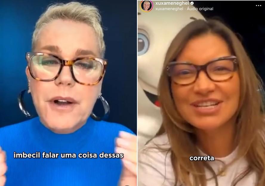 Xuxa discute com internauta durante live com Janja
