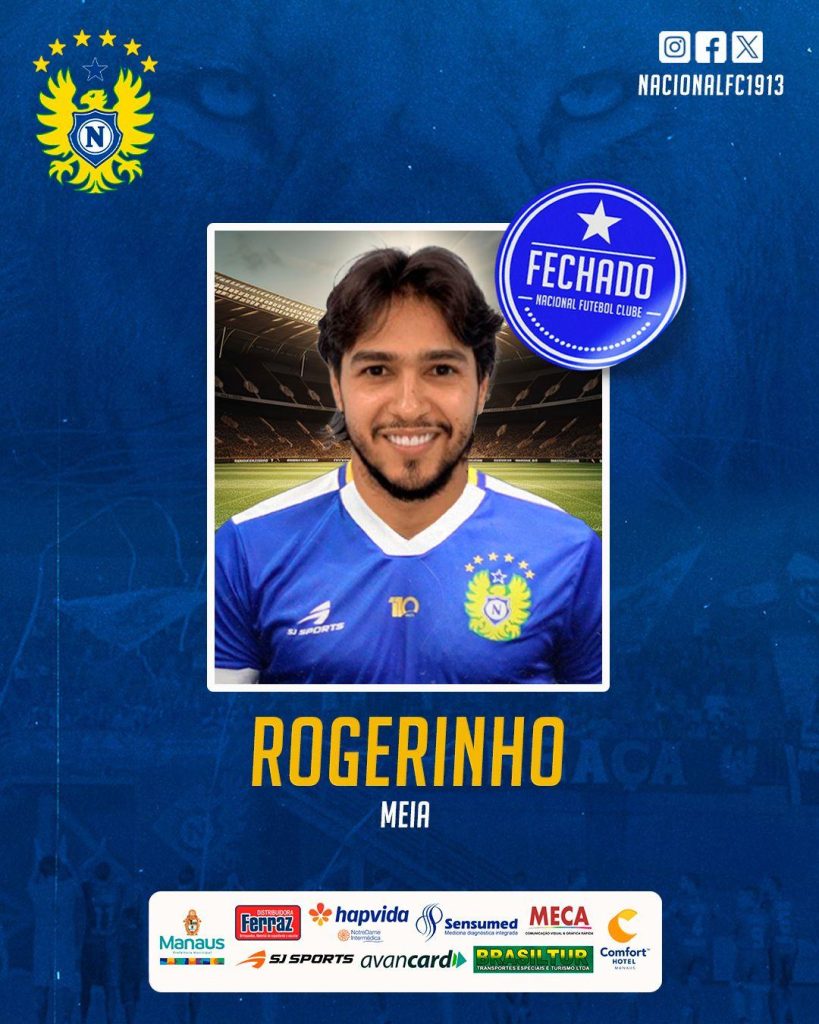 Nacional anuncia meia Rogerinho para sequência do Barezão 2024