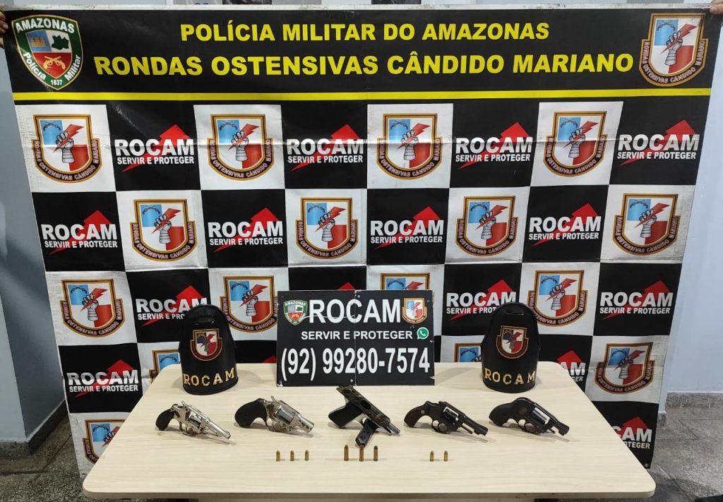 Armas são apreendidas pela Rocam em comunidade da zona Norte de Manaus