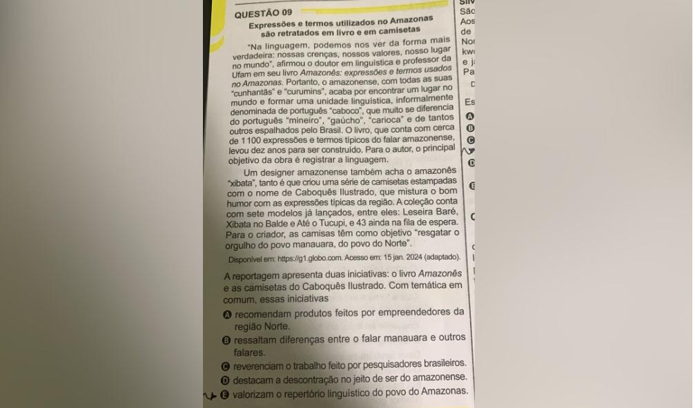 Expressões e termos amazônidas são destaque no primeiro dia de provas do Enem