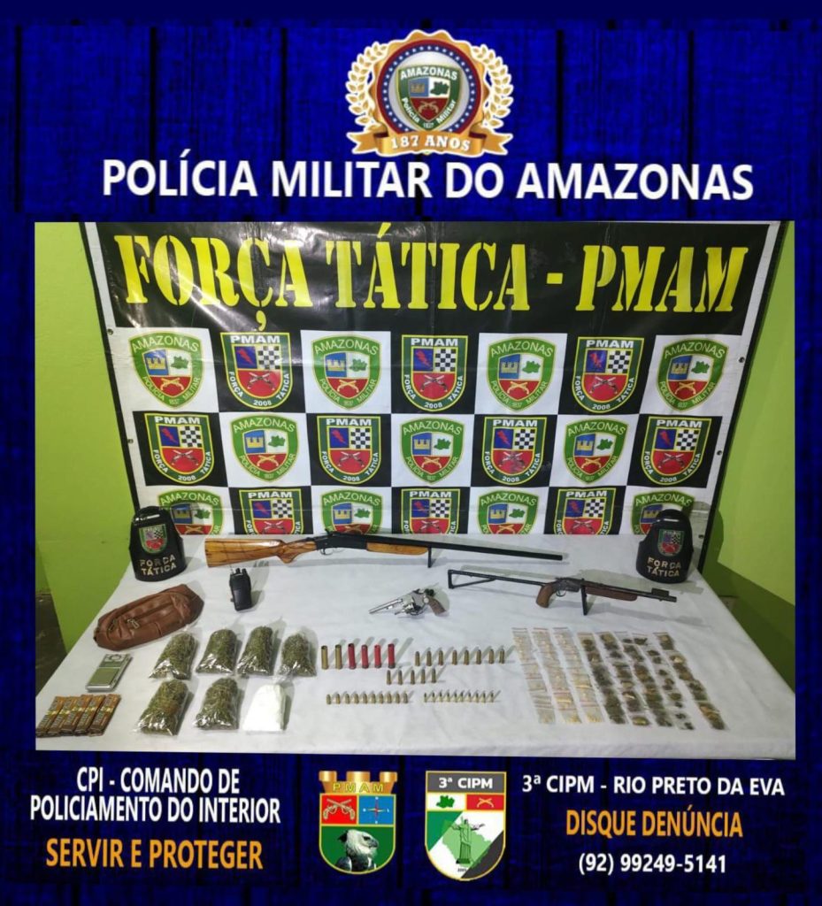 Polícia apreende armas e drogas em Rio Preto da Eva