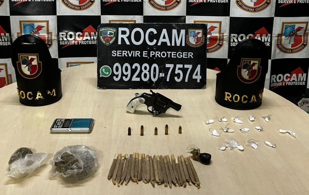 Rocam prende jovem com drogas, arma e munições em Manaus