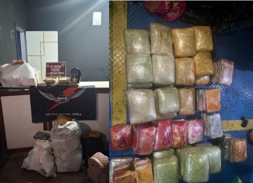 Três pessoas e um adolescente são presos transportando drogas em Tefé