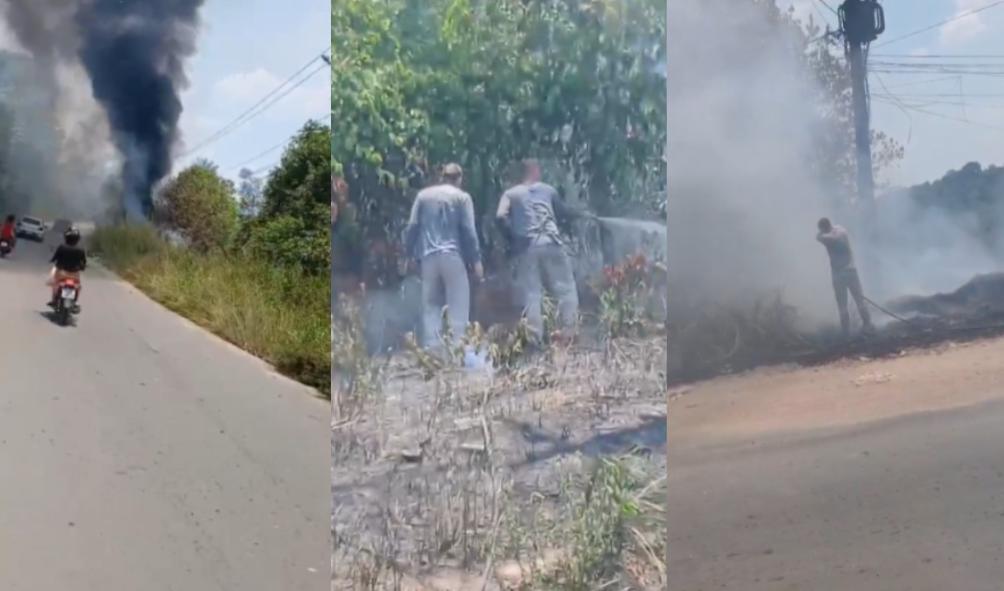 Incêndio em área verde é registrado no Ramal do Brasileirinho, em Manaus