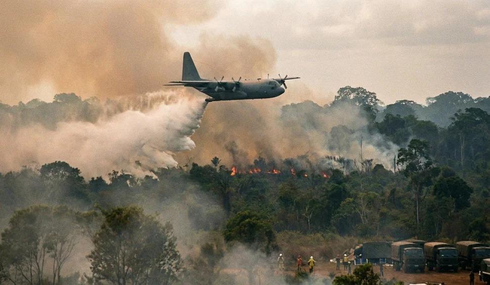 FAB inicia combate a queimadas no Amazonas com aviões KC-390